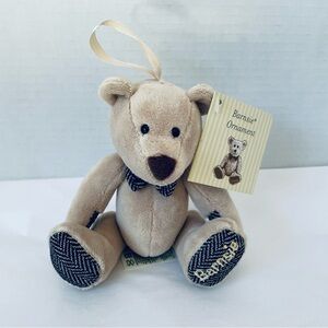 Barnes & Noble Barnsie Plush Teddy Bear Ornament 5" Bow Tie Stuffed Animal